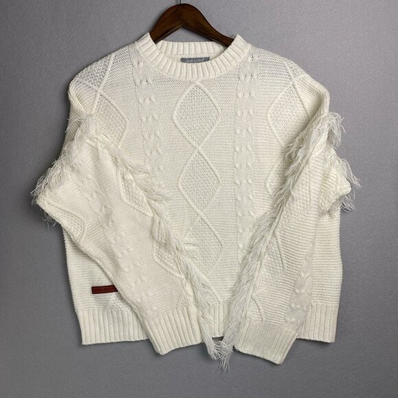 Simply Southern Ladies Top Size Medium Knit Pullover White‎ Cozy Trendy Unique - Picture 9 of 13